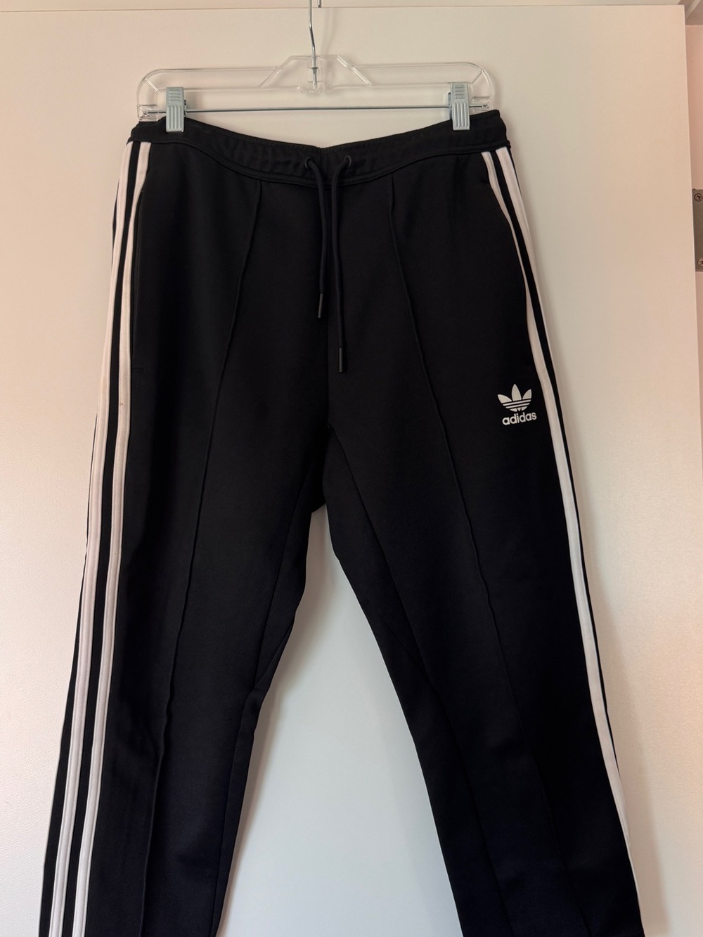 adidas Black Track Pants with White Three-Stripes